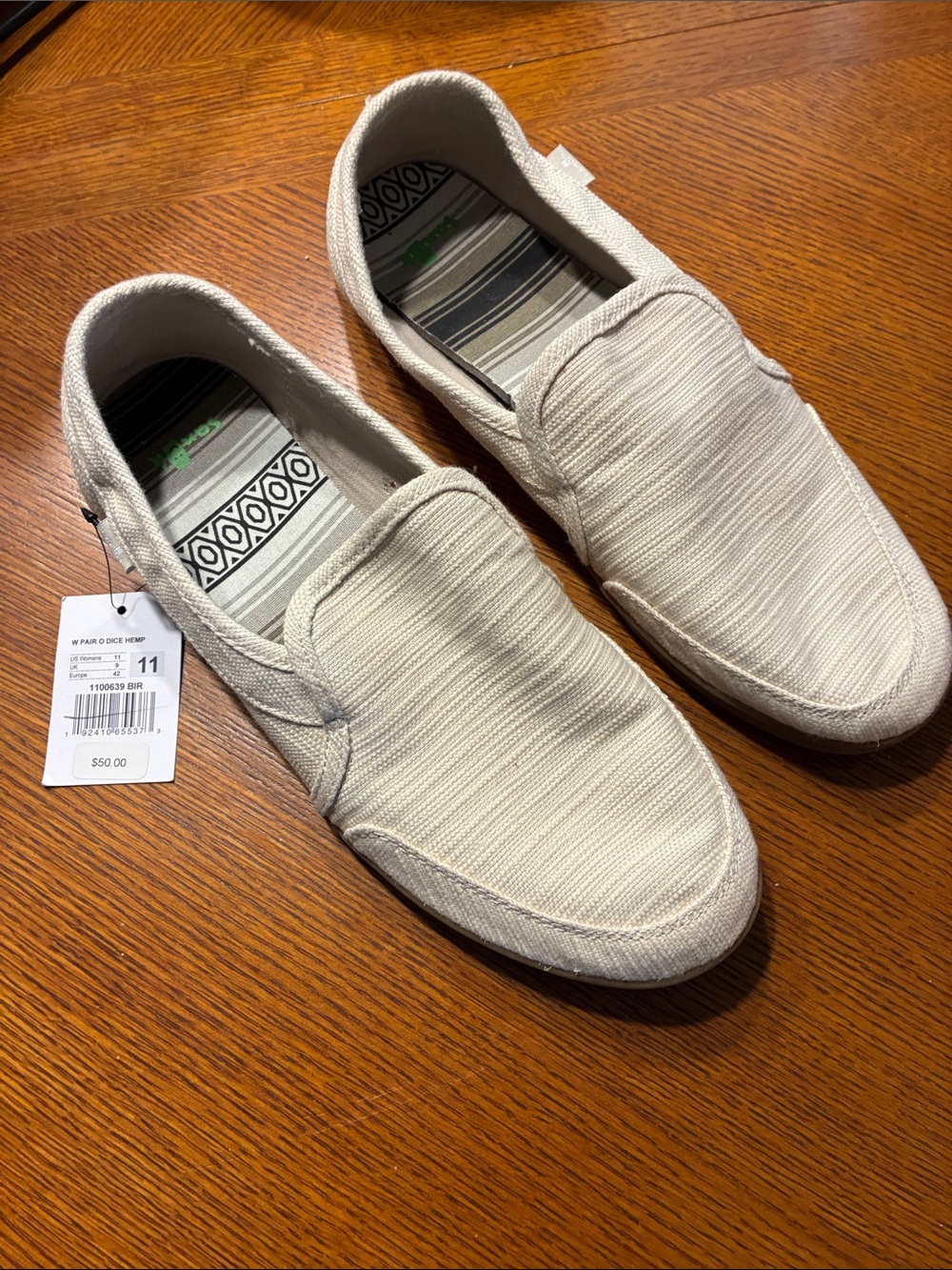 Sanuk Casual Slip-On Canvas Shoes - Beige